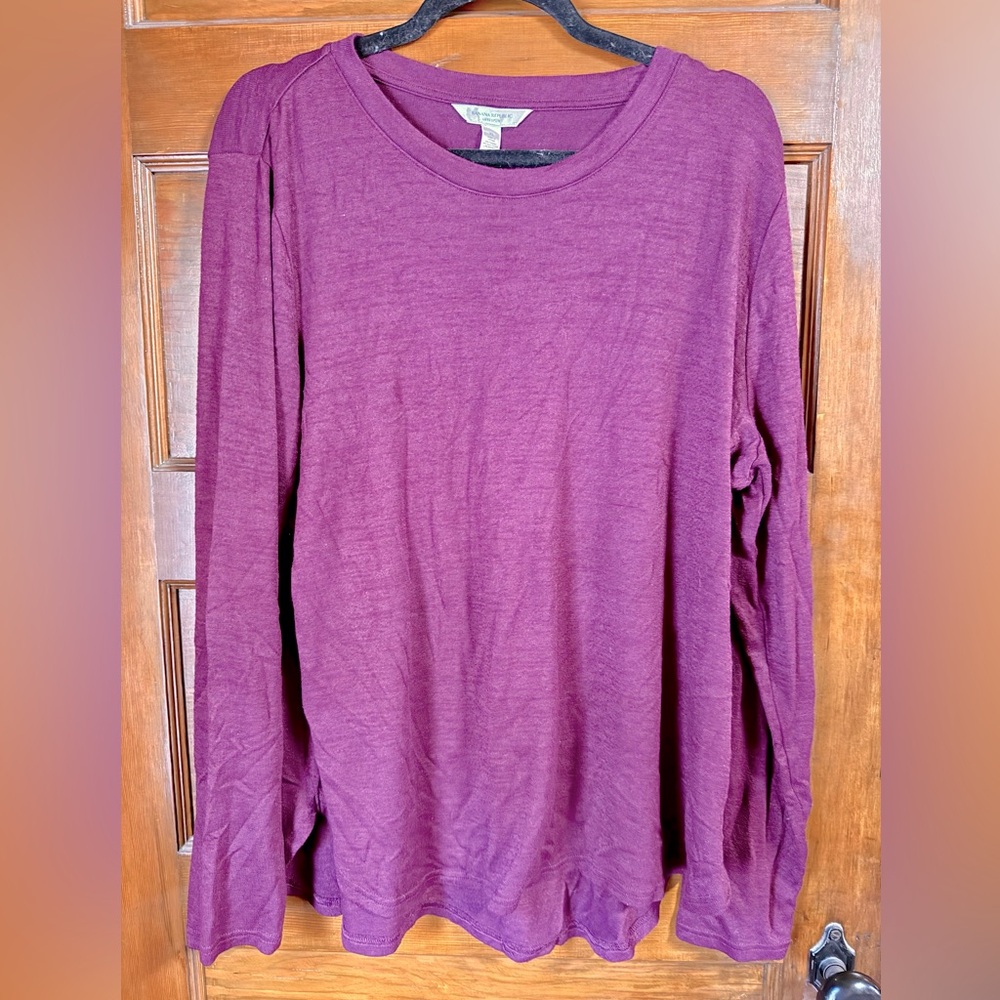 Banana Republic Luxespun Curved Hem Knit Top T-Shirt Sz XL Maroon Soft